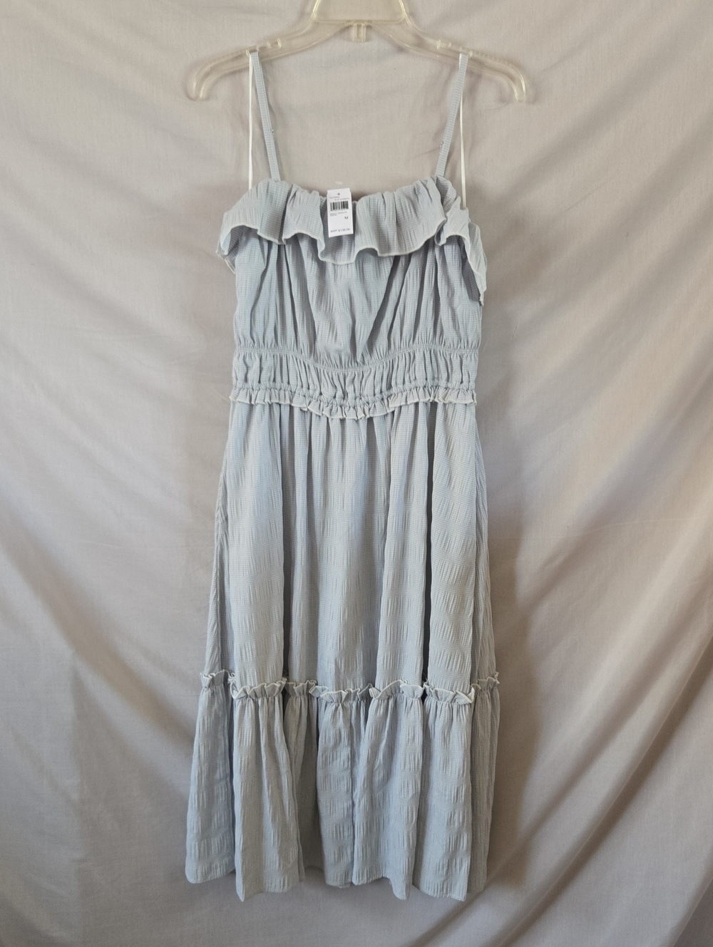 Tahari Light Blue Ruffle Midi Dress